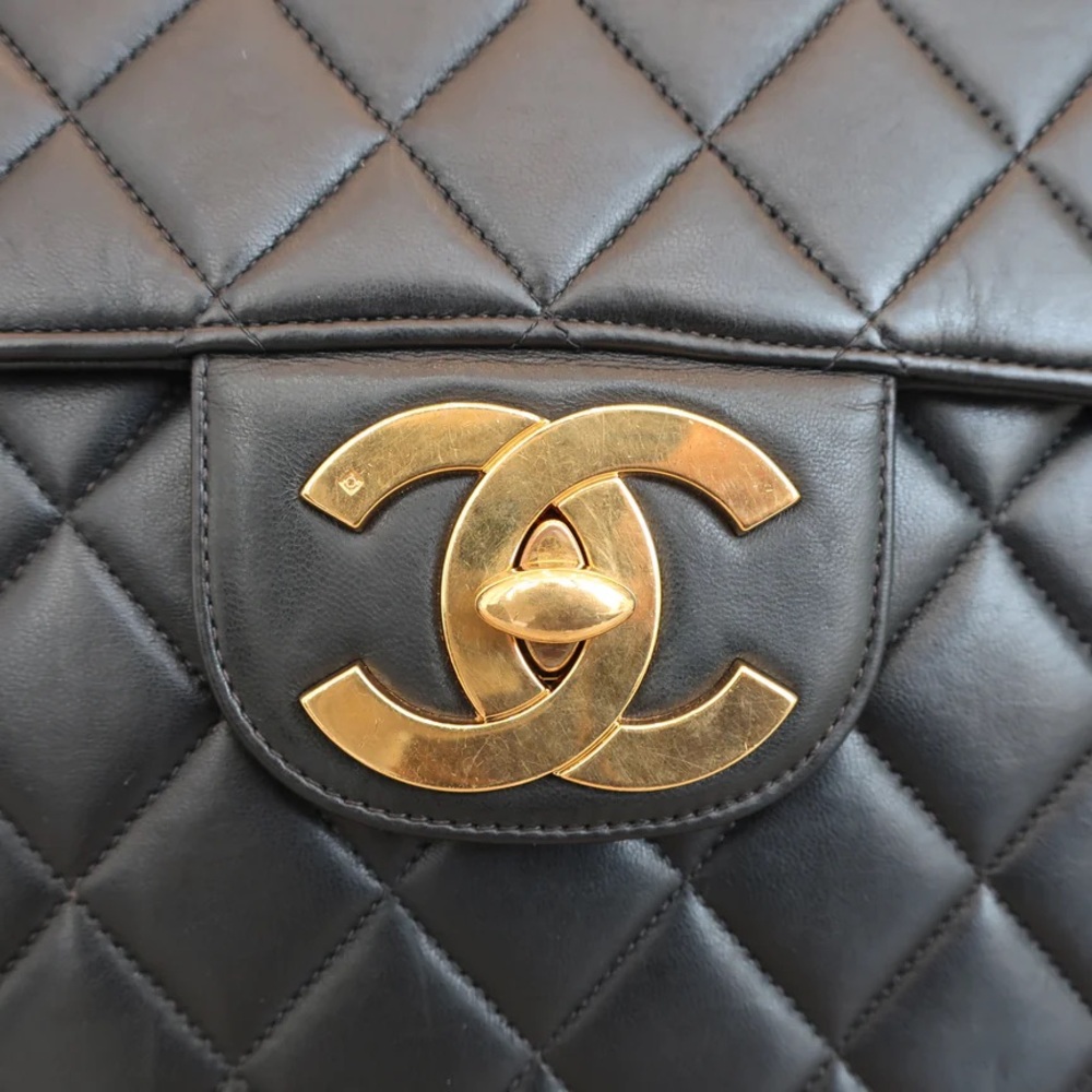 Authentic CHANEL single flap classic matelasse 30 medium 24k gold vintage bag - Picture 11 of 15